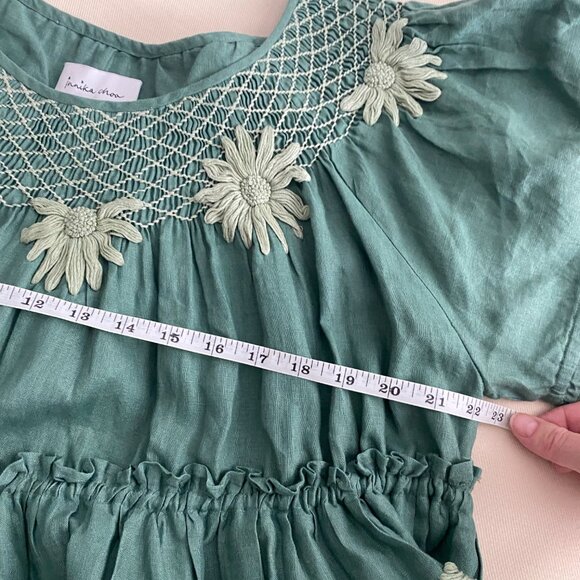 Innika Choo Green Mini Smock Embroidered Dress, One size only - Picture 7 of 16